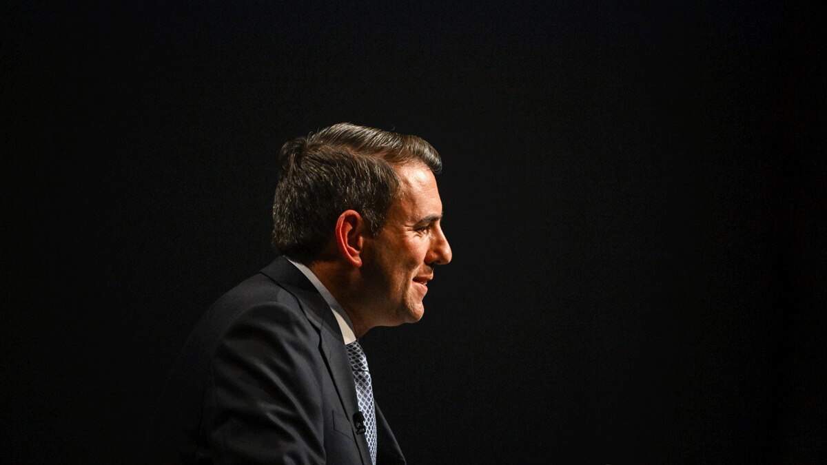 Australia's Treasurer Jim Chalmers delivers his post-budget address at the National Press Club in Canberra, on May 15, 2024 in Canberra. Pic via Getty Images.