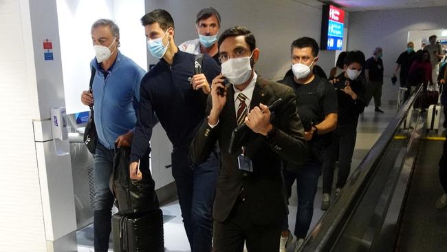 After leaving Australia on Sunday night, the Serbian tennis player Novak Djokovic has landed Dubai Airport. Picture: Reuters/ Loren Elliott.