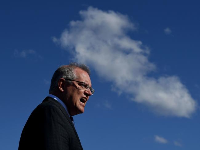 Prime Minister Scott Morrison speaks to the media in Sydney yesterday. Picture: AAP