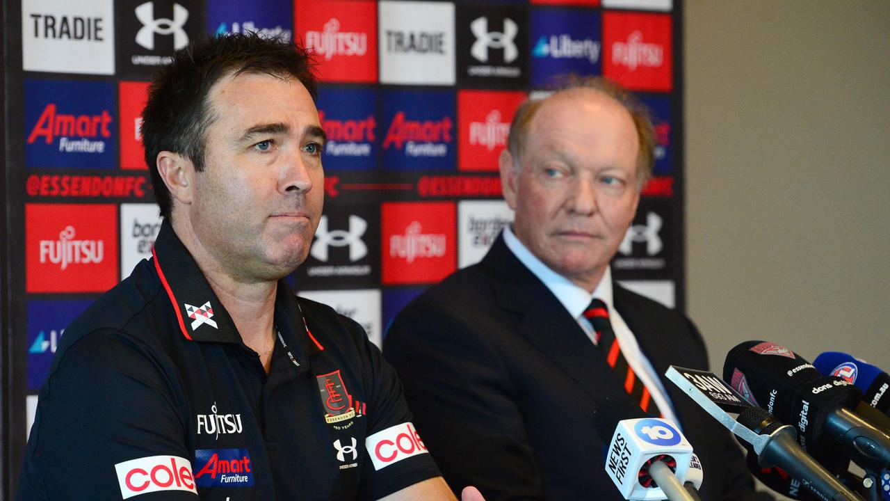 David Barham at the press conference to unveil Brad Scott as Essendon coach.