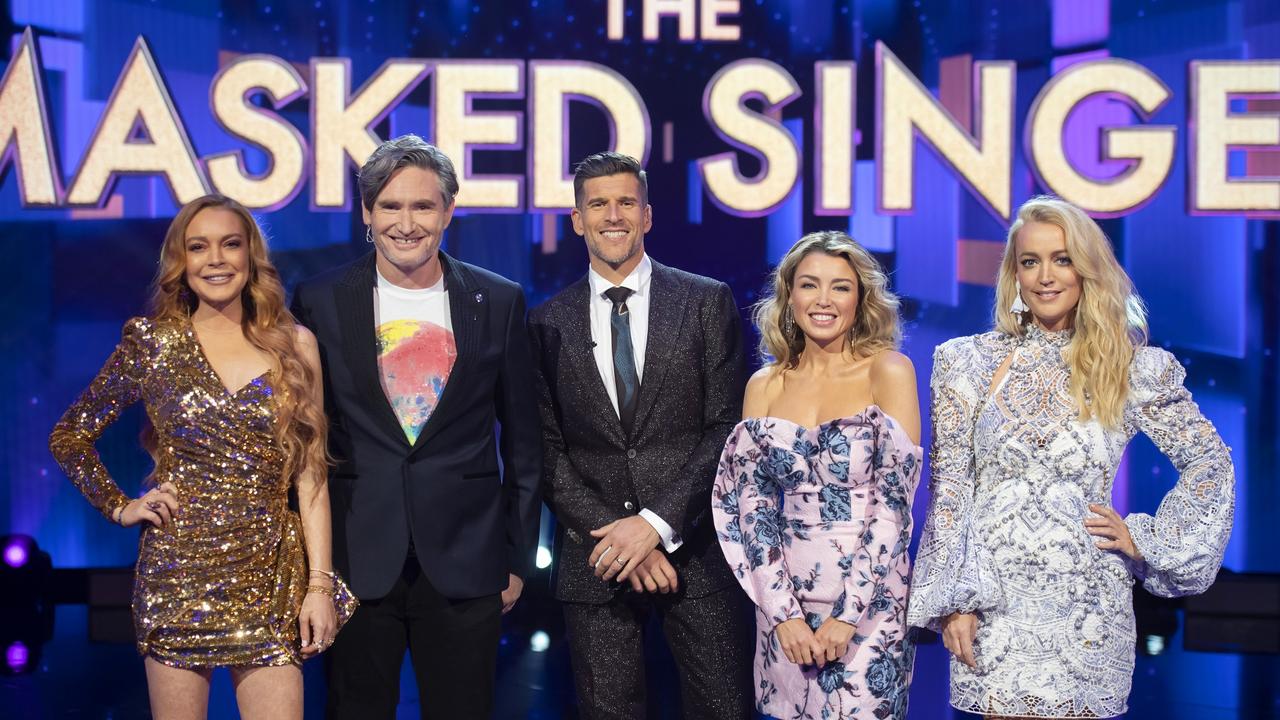 The Masked Singer Australia: Lindsay Lohan, Dave Hughes, Osher Gunsberg, Dannii Minogue and Jackie O.