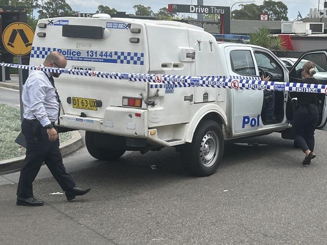 A police operation is under way at Mt Druitt McDonaldâs. Picture: Tileah Dobson