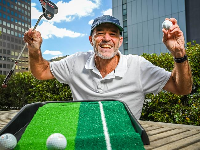 17.4.23 - The winner of the Advertiser putt-off Pieter de Wit who gets to play a round in Thursday's LIV Golf pro-am. Picture: Naomi Jellicoe