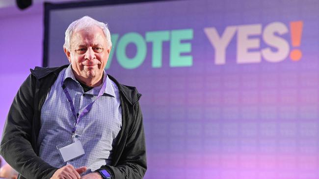 Uluru Dialogue member Geoff Scott at the Yes23 national campaign launch in Adelaide on Wednesday. Picture: NCA NewsWire / Brenton Edwards