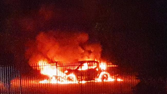 Car on fire at Earlville. PictureL Cairns Crimes and Alerts Facebook Page, Karen Cross.