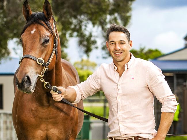 Magic Millions 2021.Billy Slater with Lot 322 Bay Colt sold by Segenhoe by English Super, Sire Kingman.Picture: NIGEL HALLETT