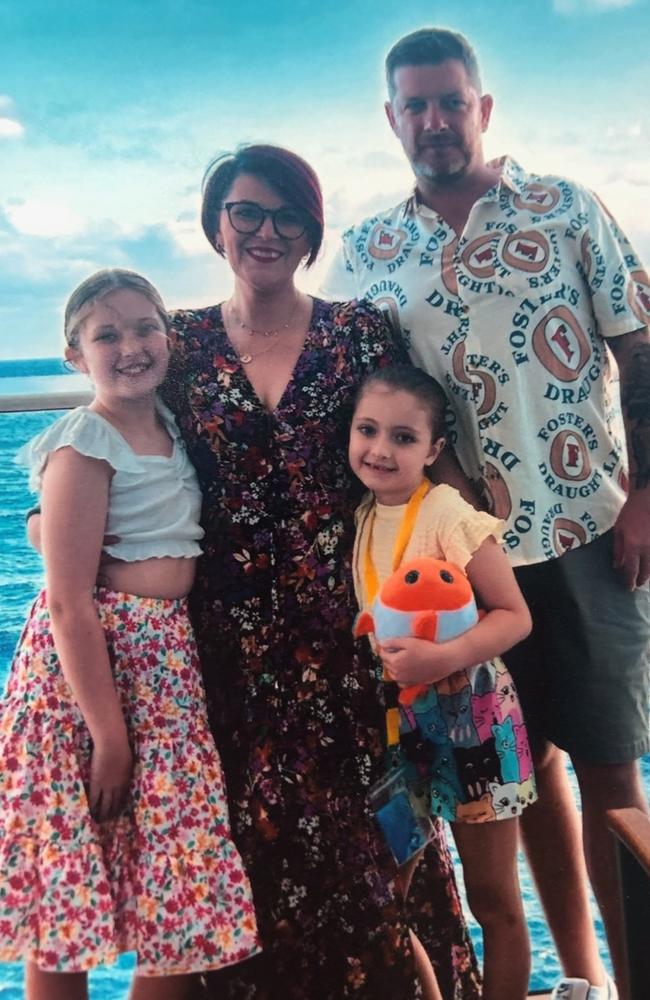 Billy Reeves and his partner Danielle Beilby and daughters Violet and Lottie. Photo: Supplied