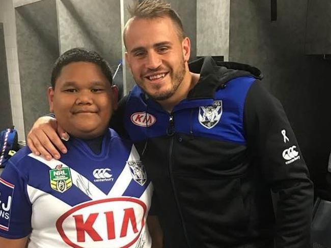 Josh Reynolds with under 8's Canterbury junior, Vaka.