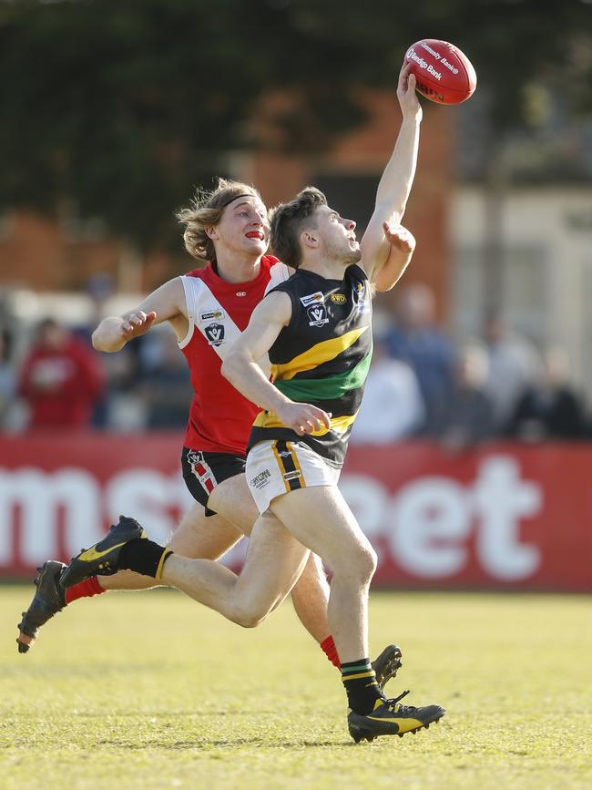 Sam Fowler playing footy for Dromana.