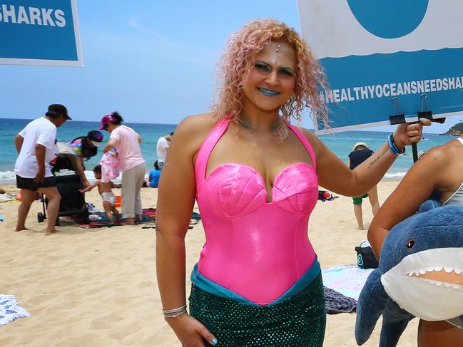 Angela Banovic at a protest against the use of shark nets. Picture: Britta Campion / The Australian