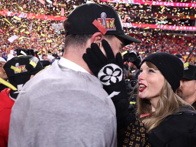 Taylor Swift told boytfriend Travis Kelce how “proud” she was. Picture: Getty Images/AFP