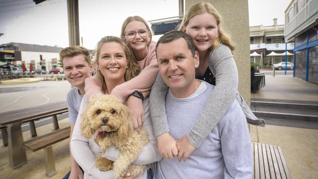 Rachel and Jeff Mews with Rylan, Jolie and Madison. Picture: Roy Van Der Vegt