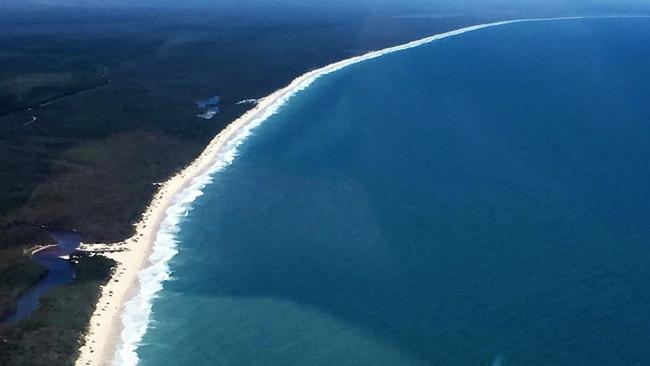 Aerial shot of Bribie's 4WD beach on Australia Day, 2017. PHOTO: My Bribie Island