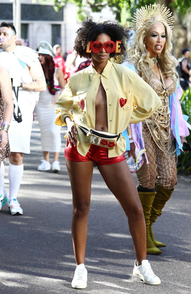 A participant at Sydney's Gay and Lesbian Mardi Gras parade on Saturday night. Picture: Matrix.