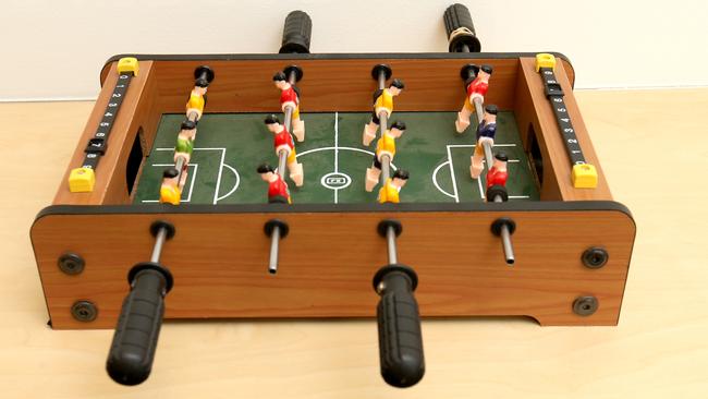 A mini foosball table, handed into Brisbane City Council’s lost property office. Picture: Steve Pohlner