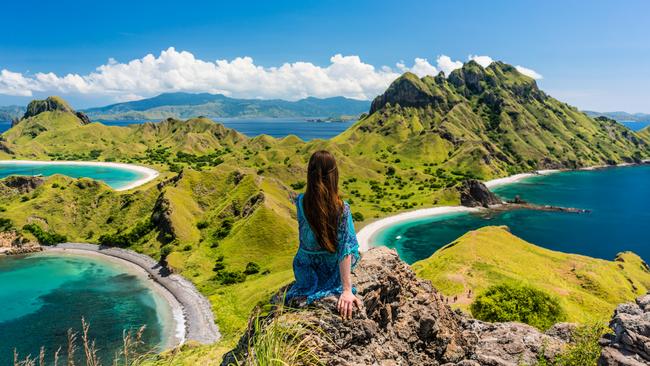 Taking in the views from Padar Island in the Komodo archipelago. Picture: Alamy