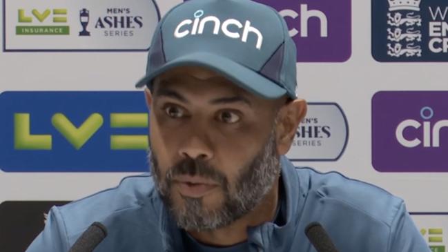 English assistant coach Jeetan Patel in the press conference after day three of the second Test at Lord's.