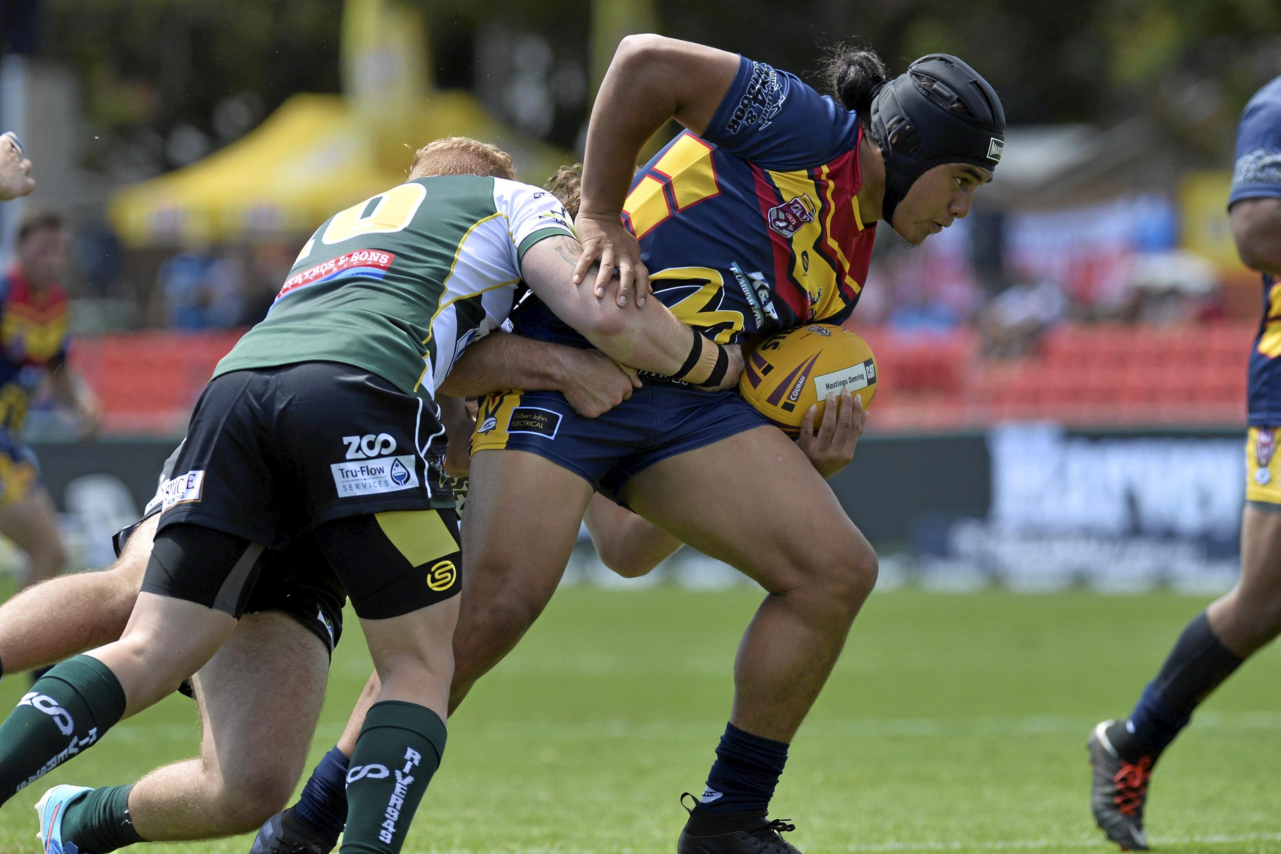 Tuia Eliu of Western Mustangs against Ipswich Jets in round 3 Colts under 20 rugby league at Clive Berghofer Stadium, Sunday, March 25, 2018. Picture: Kevin Farmer