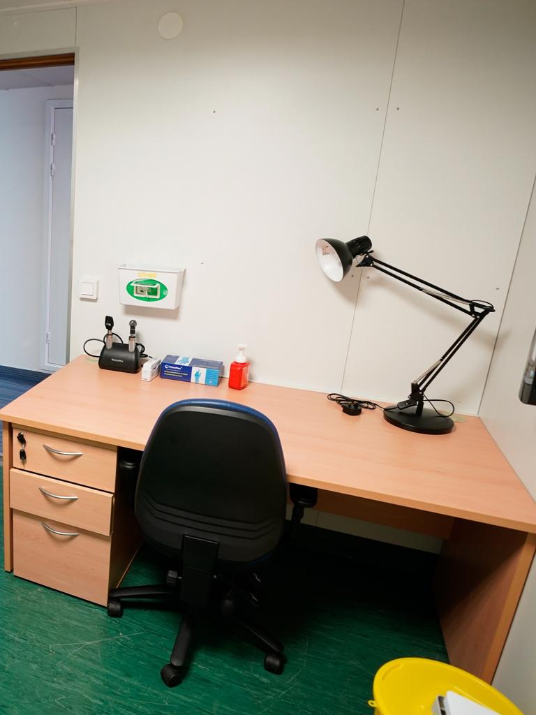 The doctor's room onboard the Bibby Stockholm accommodation. Picture: Andrew Matthews – Pool/Getty Images