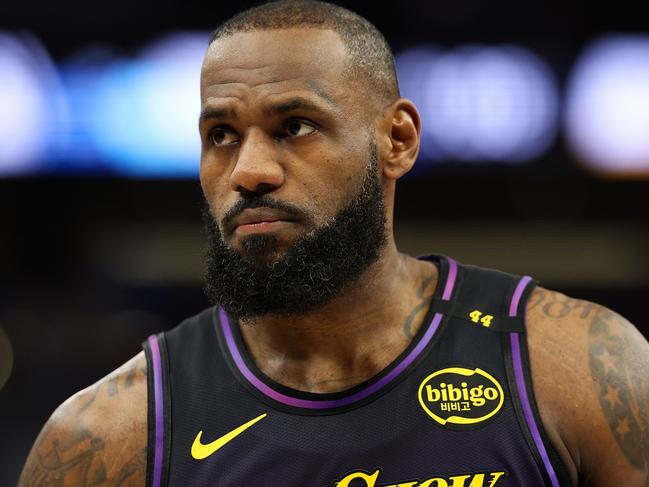 MINNEAPOLIS, MINNESOTA - DECEMBER 02: LeBron James #23 of the Los Angeles Lakers looks on against the Minnesota Timberwolves in the first quarter at Target Center on December 02, 2024 in Minneapolis, Minnesota. NOTE TO USER: User expressly acknowledges and agrees that, by downloading and or using this photograph, User is consenting to the terms and conditions of the Getty Images License Agreement. (Photo by David Berding/Getty Images)