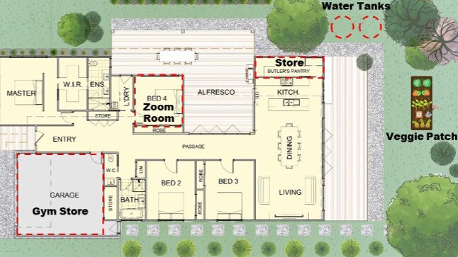 House plans in today’s Covid environment, featuring the ‘Zoom Room’.