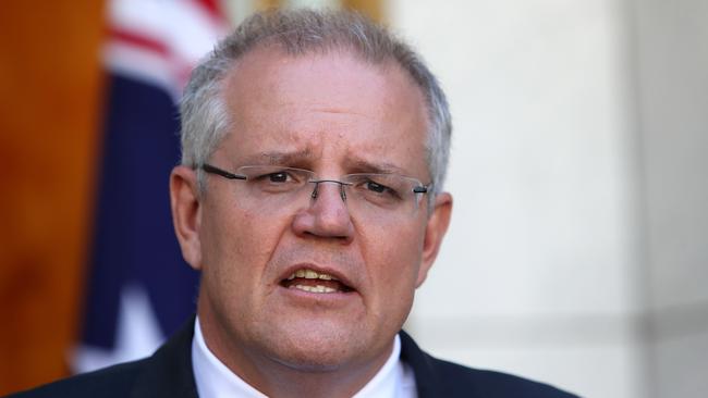 Prime Minister Scott Morrison will meet with media executives from three tech giants to explain the new tough laws to stop dangerous terrorist propaganda. Picture: Kym Smith