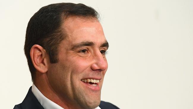 MELBOURNE, AUSTRALIA — MAY 15: Cameron Smith of the Maroons speaks to the media during a press conference at AAMI Park on May 15, 2018 in Melbourne, Australia. (Photo by Quinn Rooney/Getty Images)