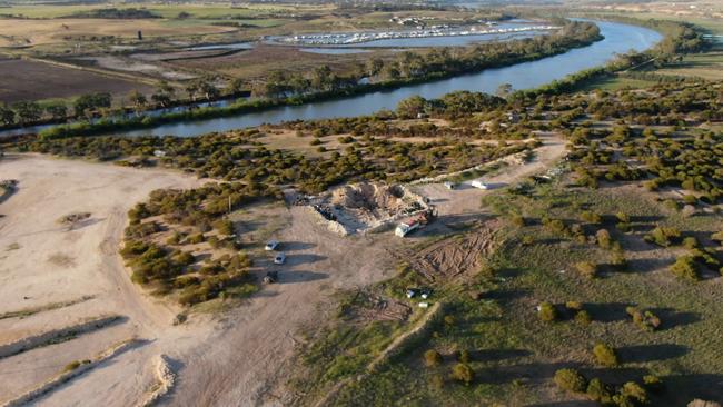 The Hells Angels Ponde stronghold seen from the air. Picture: Nine News