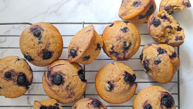 These super fluffy blueberry muffins are made using spelt flour and contain no refined sugar or butter.