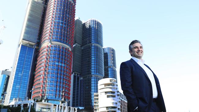 Lendlease CEO Tony Lombardo at Barangaroo in Sydney, which was built by the company. Picture: John Feder