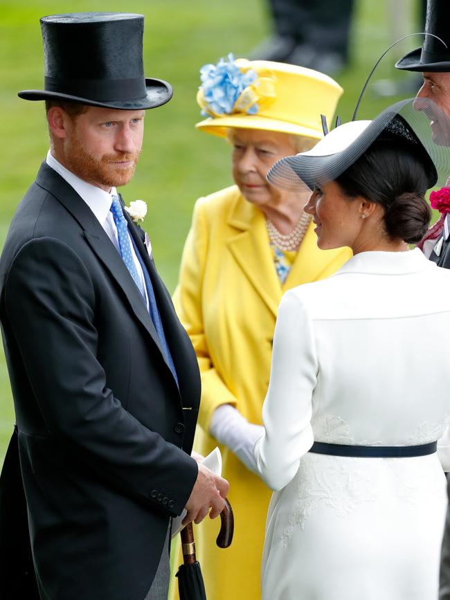 The couple with the late Queen at Royal Ascot in 2018. Picture: Max Mumby/Indigo/Getty Images