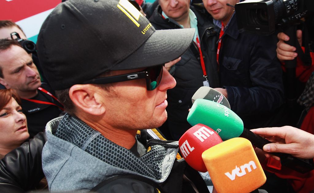 Lance Armstrong at the 2012 Paris Roubaix cycle race from Compiegne to Roubaix on April 8, 2012 in Paris, France. Picture: Bryn Lennon / Getty Images