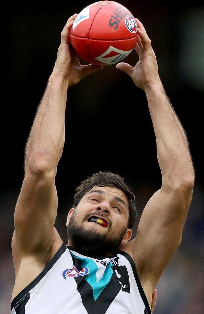 Paddy Ryder takes a strong mark against Collingwood. Picture: Robert Cianflone (Getty Images)