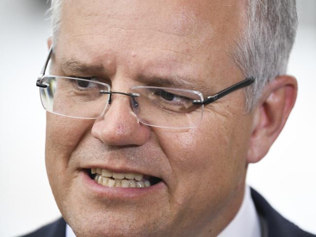 Australian Prime Minister Scott Morrison speaks to the media during a press conference at the G20 summit in Osaka, Japan, Saturday, June 29, 2019. The leaders of the world's largest economies arrived in Osaka on Thursday for the fourteenth meeting of Group of Twenty (G20). (AAP Image/Lukas Coch) NO ARCHIVING