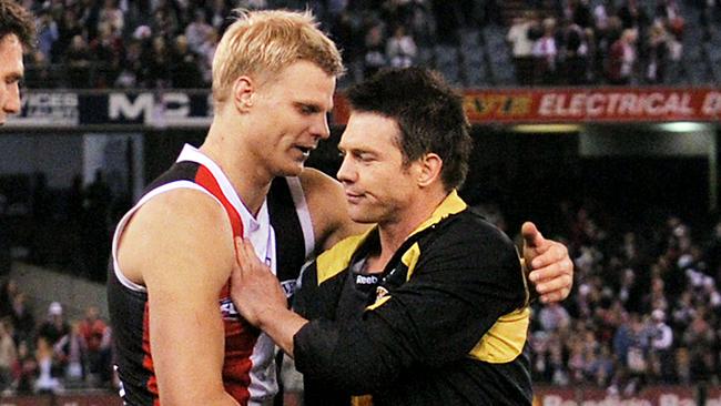 Riewoldt and Cousins meet on the field during the former Eagle’s Richmond days.