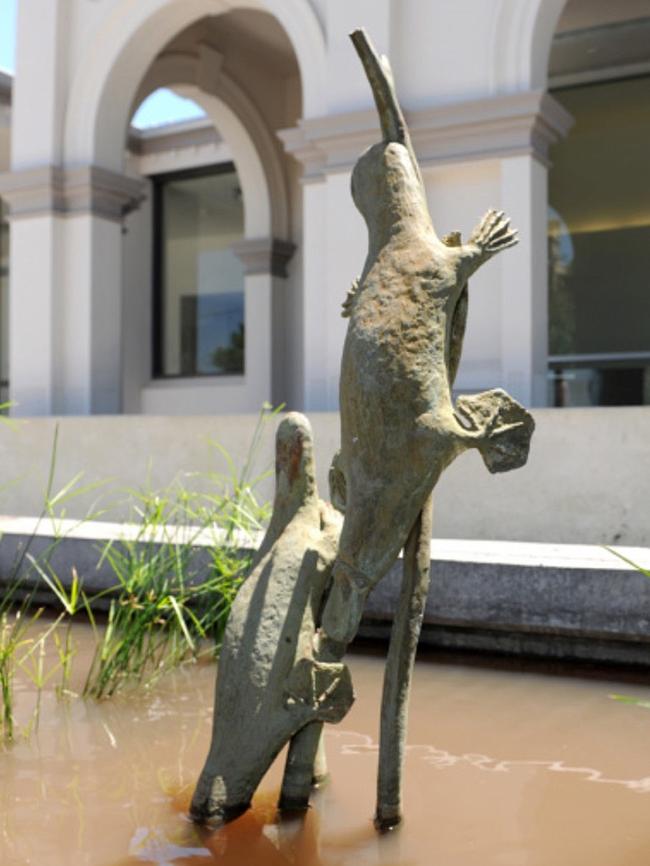 The platypus sculpture at St Peters Town Hall before attempted theft. Picture: Supplied