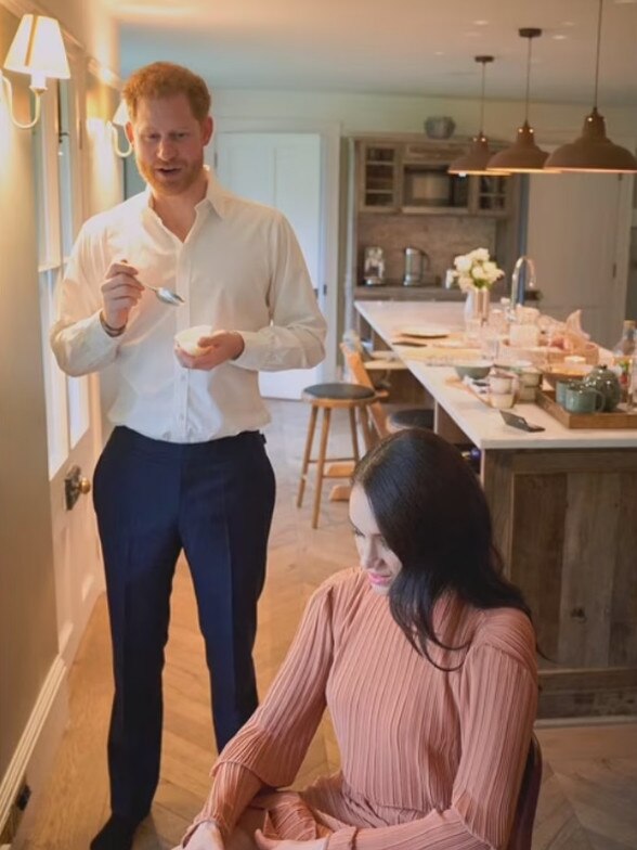 The renovated interiors of Frogmore Cottage were seen for the first time in Harry and Meghan’s Netflix series. Pictured: Picture: Netflix