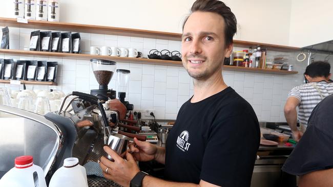 Highline Palm Beach owner Tim Casagrande at home on the coffee machine. Photo by Richard Gosling