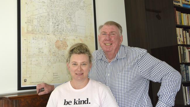 Stephen and Peta Tancred with family heirloom an original map of Stanthorpe. Photo: Jessica Klein