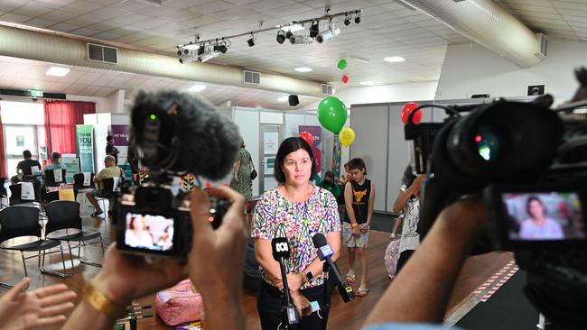 Health Minister Natasha Fyles addresses the media on NT children aged 5-11 can now get their vaccinations. NT Health will facilitate Picture Julianne Osborne