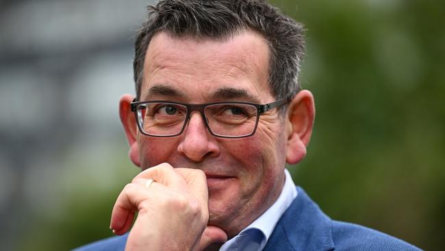 Victorian Premier Daniel Andrews reacts during a press conference at Parliament House in Melbourne, Tuesday, July 18, 2023. The Andrews Labor Government has cancelled the 2026 Commonwealth Games, slated to be held across Victoria. (AAP Image/James Ross) NO ARCHIVING