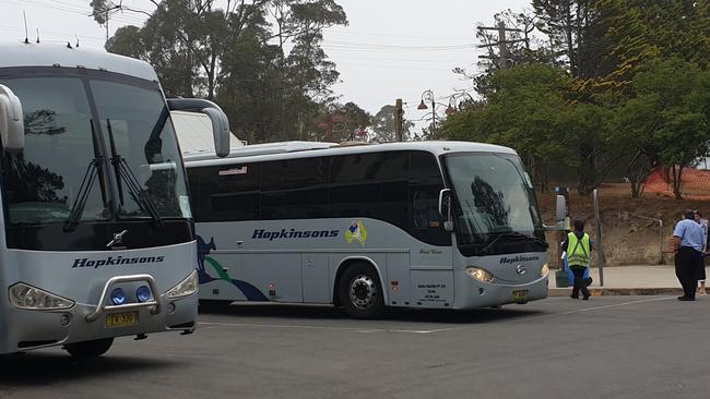 Buses replace trains from Mt Victoria to Lithgow while ongoing railway bushfire recovery operations are underway. Picture: Isabell Petrinic