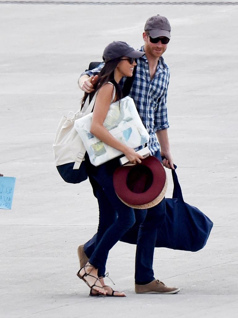 Arriving at the airport in Africa in 2017. Picture: News Licensing/MEGA/TheMegaAgency.com