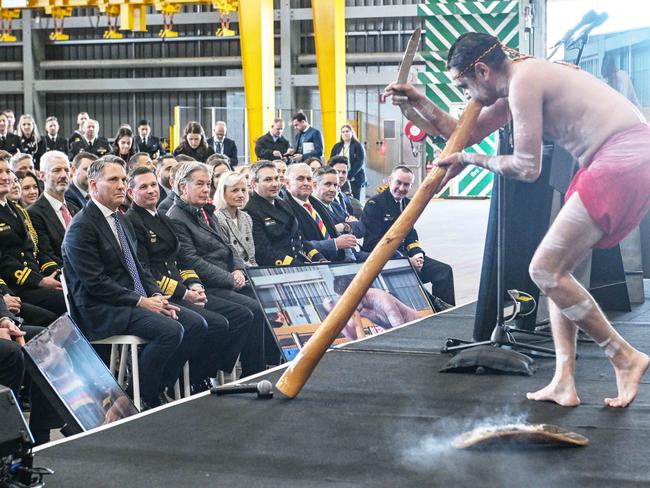 A ceremony at Adelaide’s Osborne Naval Shipyard. Picture: Brenton Edwards/NewsWire