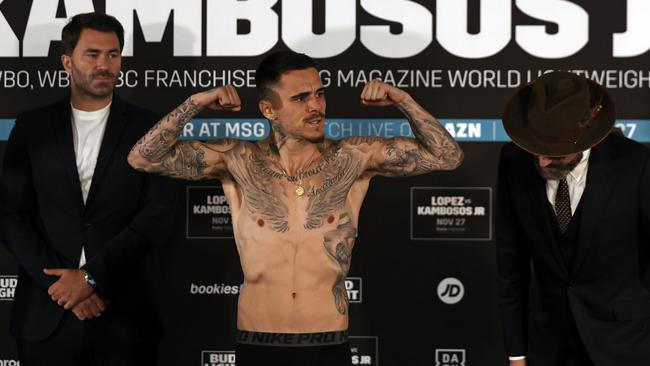 George Kambosos during his weigh-in before his fight against Teofimo Lopez. Picture: Getty Images