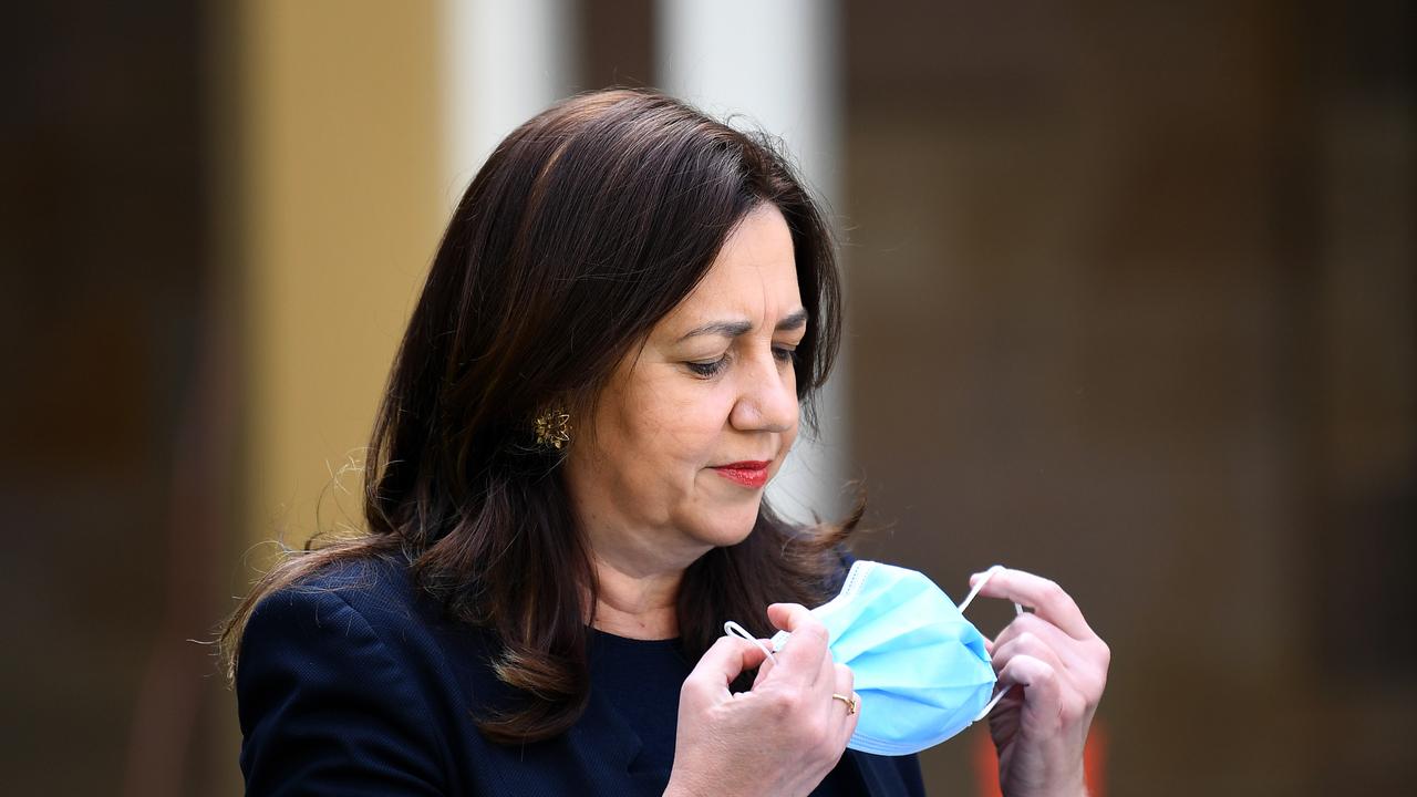 BRISBANE, AUSTRALIA - NewsWire Photos - AUGUST 10, 2021. Queensland Premier Annastacia Palaszczuk is seen during a media conference to provide a Covid update at Parliament House in Brisbane. Picture: NCA NewsWire / Dan Peled