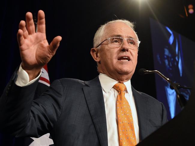 SYDNEY, AUSTRALIA - JULY 02: Malcolm Turnbull greets Liberal party supporters at Sofitel Wentworth on July 2, 2016 in Sydney, Australia. With results too close to call after a marathon eight-week campaign, no outright winner was able to be announced. (Photo by Lukas Coch - Pool/Getty Images)