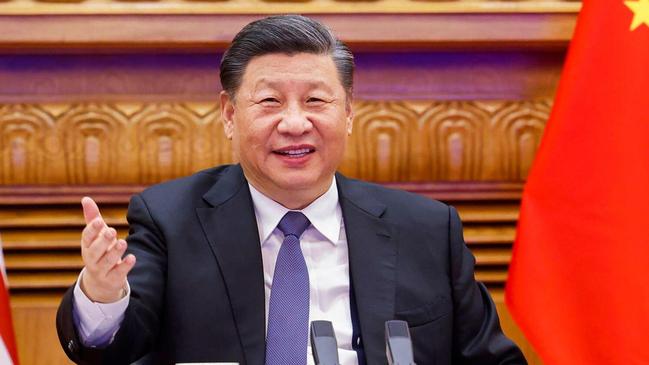 President Xi Jinping on a video call with US President Joe Biden last year. Picture: Huang Jingwen/Xinhua/Alamy live news/The Times