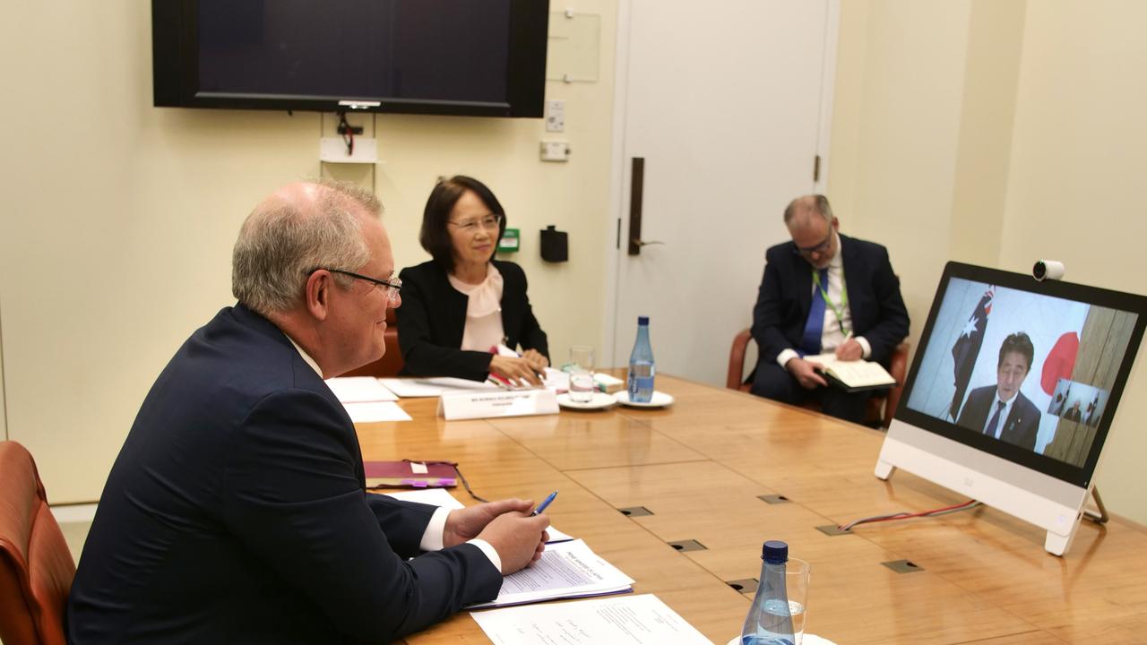 PM Scott Morrison meets virtually with Japanese Prime Minister Shinzo Abe, where travel arrangements were discussed.