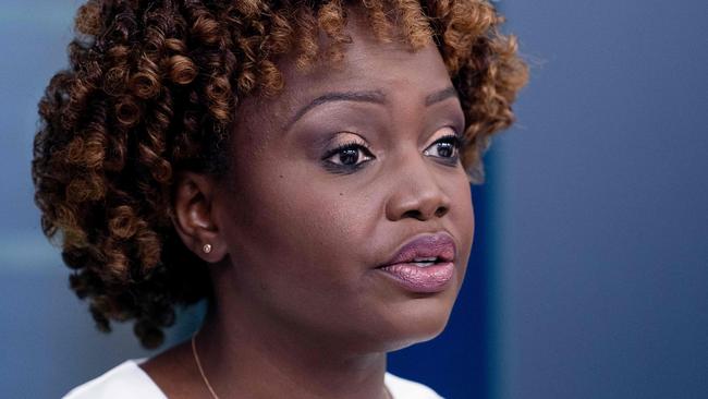 White House Press Secretary Karine Jean-Pierre speaks during the daily briefing. Picture: AFP.